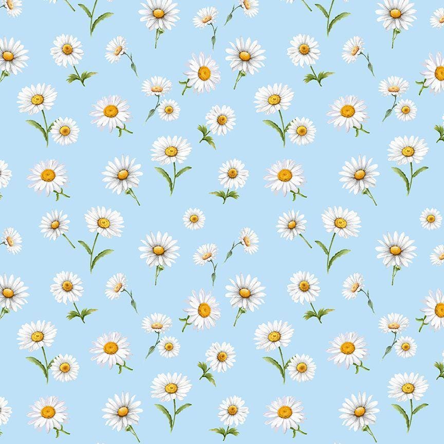 Bee & Bee Kind -  Tossed Daisies Blue FLEUR-CD3262SKY