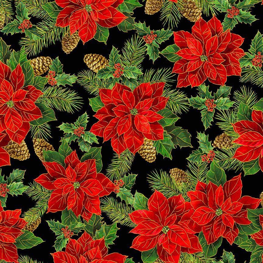 Christmas Magic - Christmas Poinsettias CM2054-BLACK