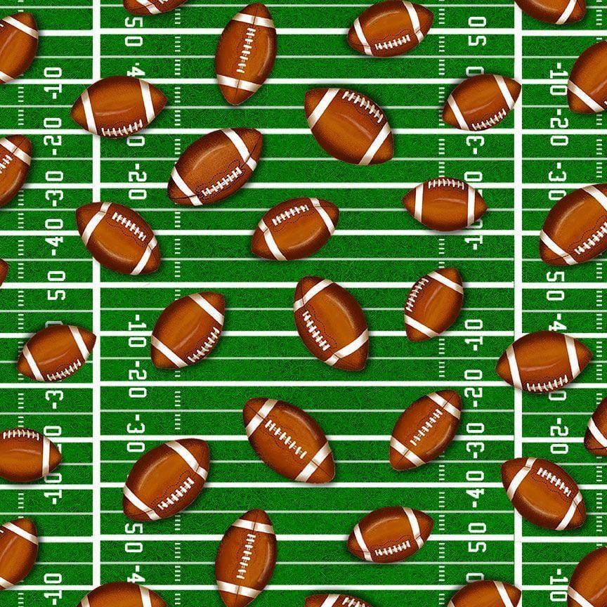 Football Season - Footballs on Ground Green CD3718-GREEN