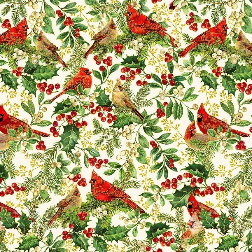 Holiday Magic - Cardinal on Branches Cream CM2055-CREAM