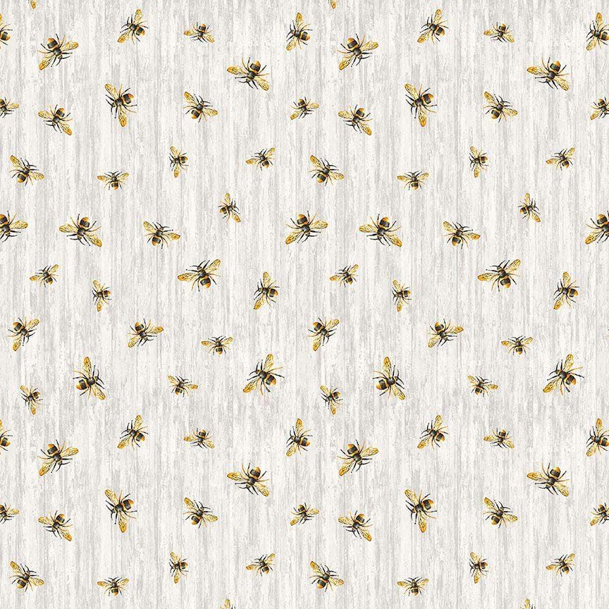 Honey Bee Farm - Flying Bees on Woodgrain Grey CD2391-GREY