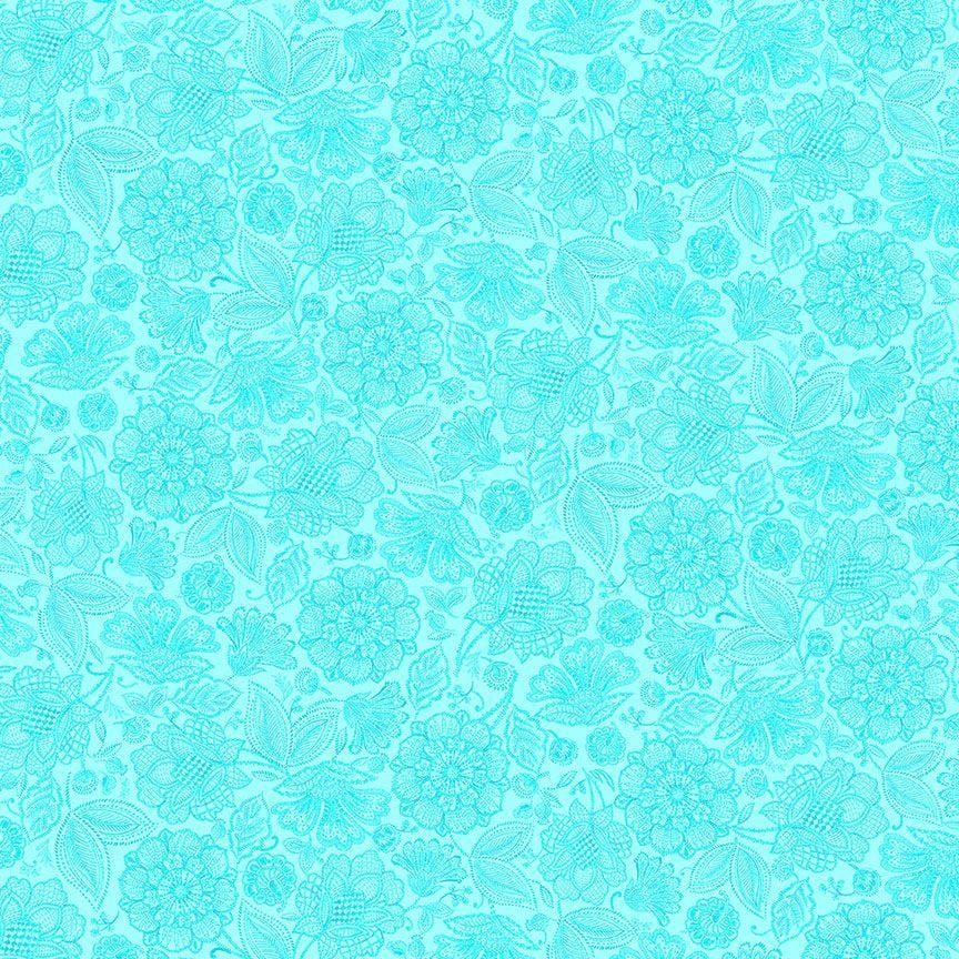 Indigo Garden - Packed Jacobean Toile Aqua CD3414-AQUA