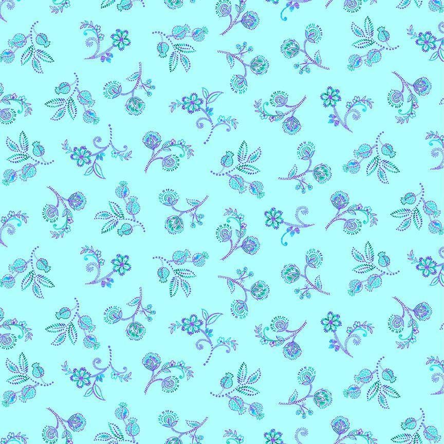 Indigo Garden - Small Jacobean Floral Aqua CD3415-AQUA