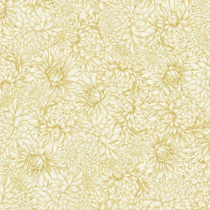 Lotus Garden - Metallic Chrysanthemums CM3664-CREAM