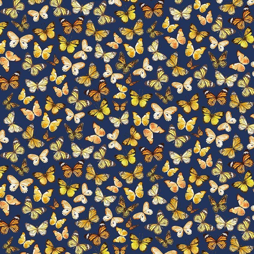 Sunflower Farm - Tossed Butterflies Navy CD3367-NAVY