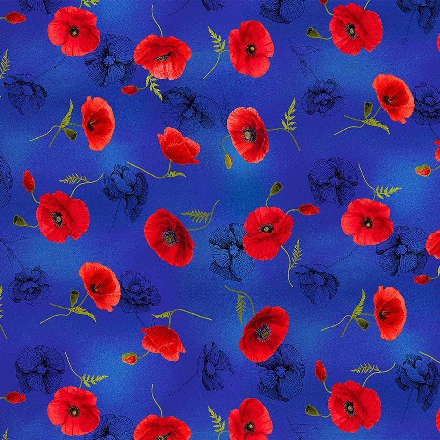 Sunset Poppies - Tossed Poppies Blue POPPY-CD2523