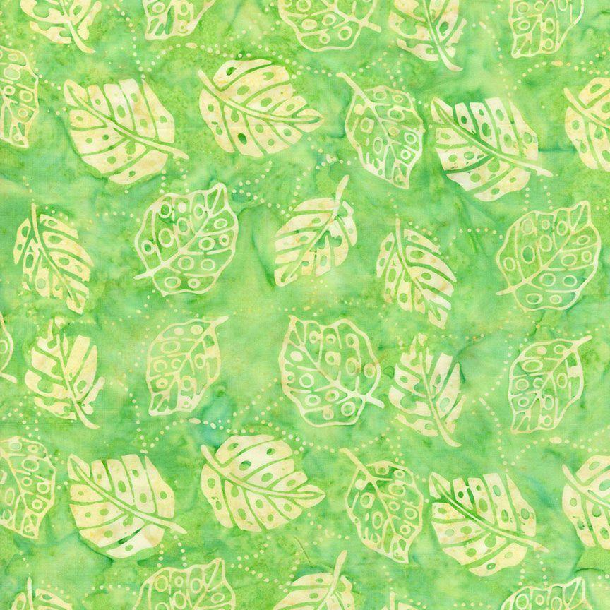 Tonga Splash - Swiss Cheese Leaves Lime B1036-LIME