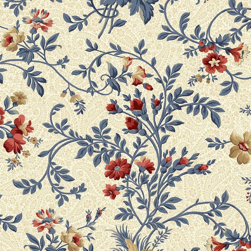 Victory Garden - Large Vintage Floral VineCream WJTCD2109CREAM