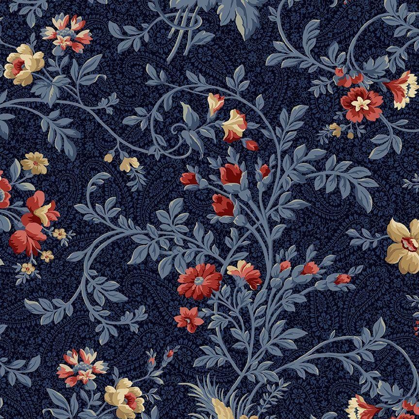 Victory Garden - Large Vintage Floral VineNavy JT-CD2109-NAVY