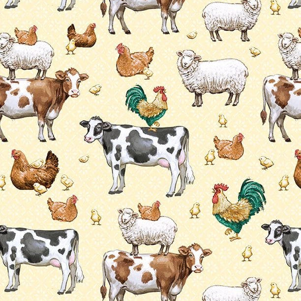 Animals Allover Yellow - Family Farmstead 3008-96492-512