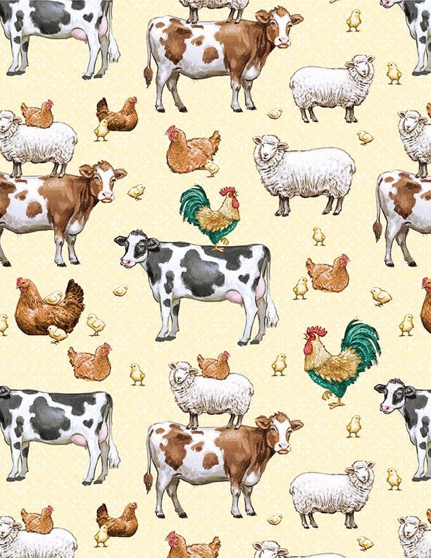Animals Allover Yellow - Family Farmstead 3008-96492-512