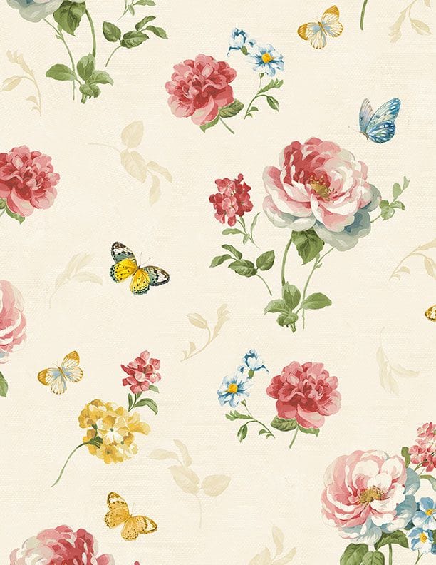 Large Floral Cream - Blushing Meadow 1077-89304-235