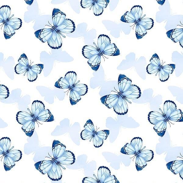 Blooming Blue - Butterfly Toss White 3017-27691-144