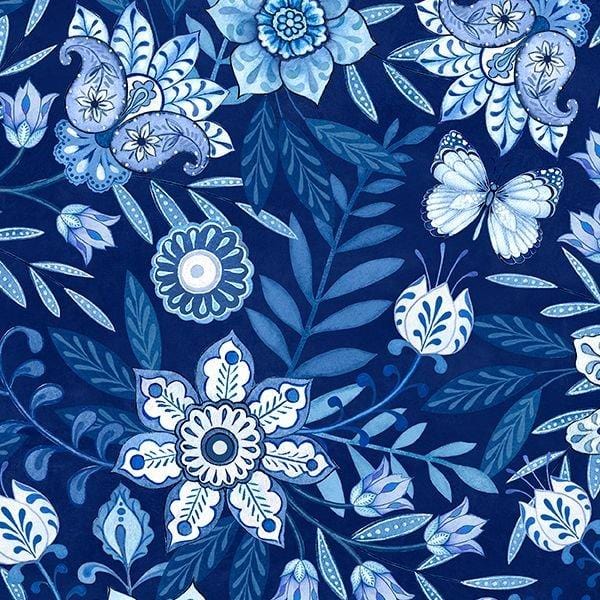 Blooming Blue - Large Floral All Over Navy 3017-27689-441