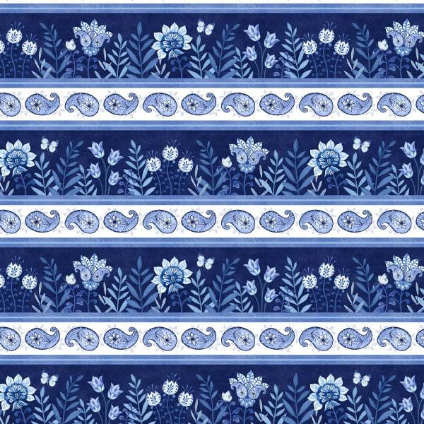 Blooming Blue - Repeating Stripe Multi 3017-27687-441