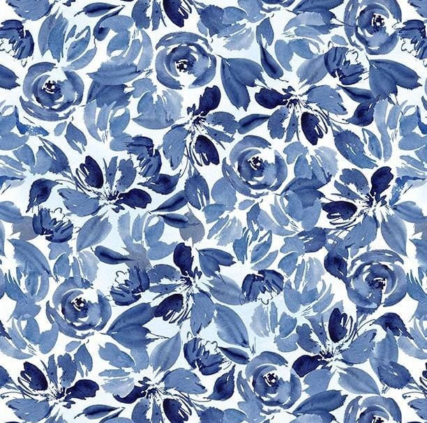 Dreaming in Blue - Packed Flowers White 3060-36271-140