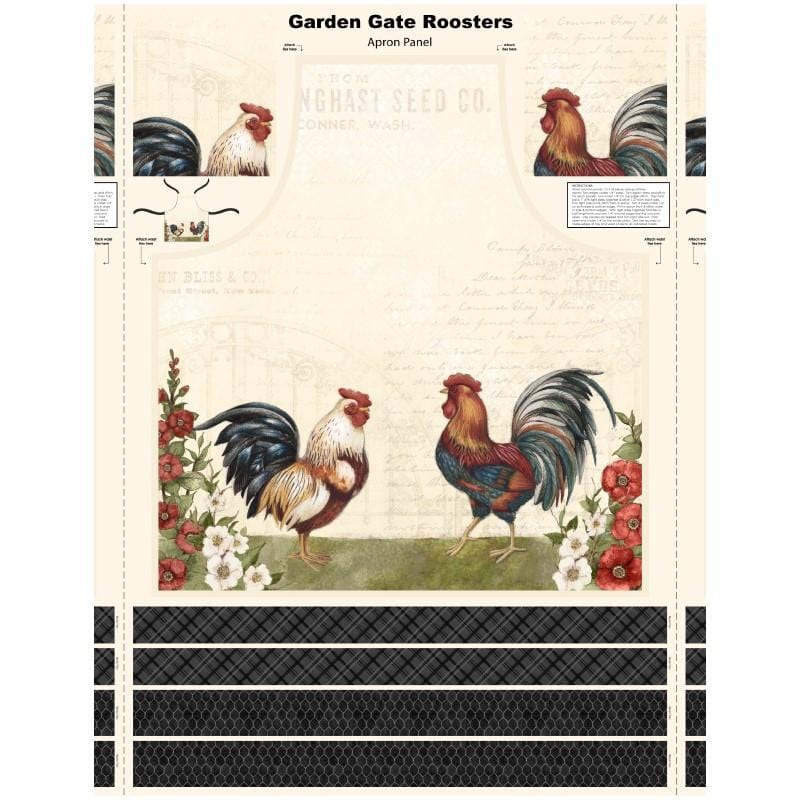 Garden Gate Roosters - Apron Panel Multi 3023-39809-139
