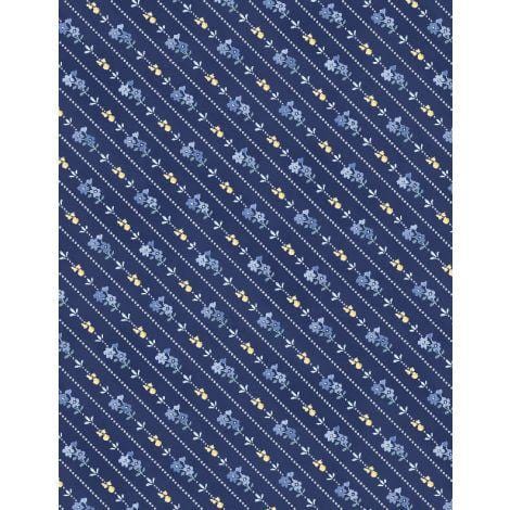 Morning Blooms - Diagonal Stripe Navy 1077-89277-445