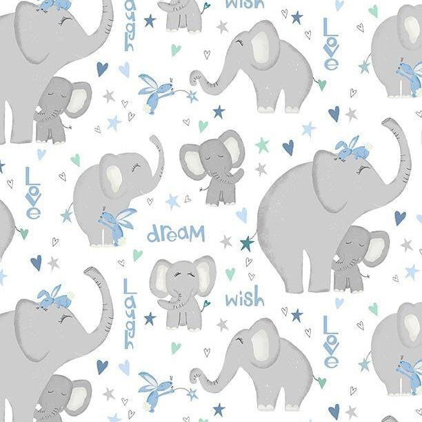 Safari Lullaby - Elephant All Over White 3060-36263-194