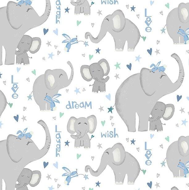 Safari Lullaby - Elephant All Over White 3060-36263-194