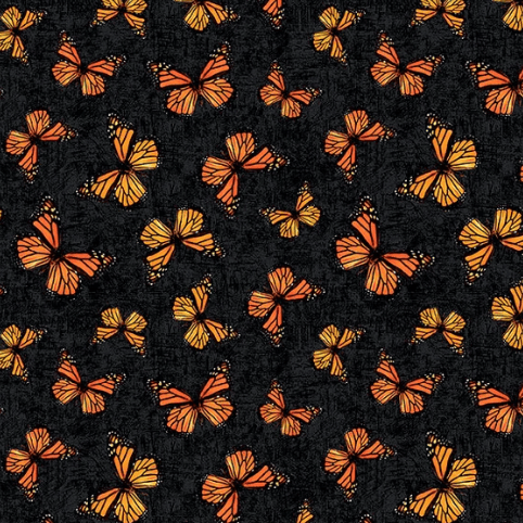 Sunshine Whispers - Butterflies Toss Black 3080-28656-998