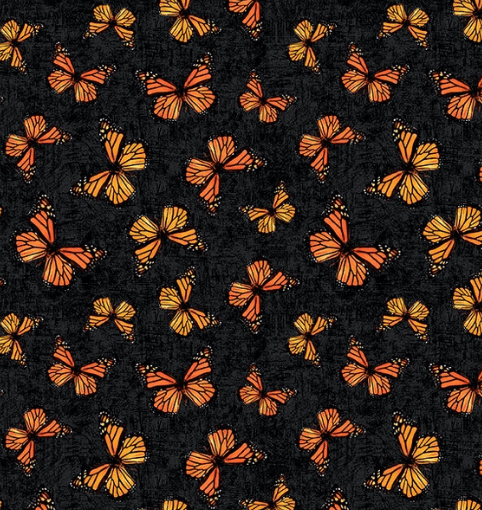 Sunshine Whispers - Butterflies Toss Black 3080-28656-998