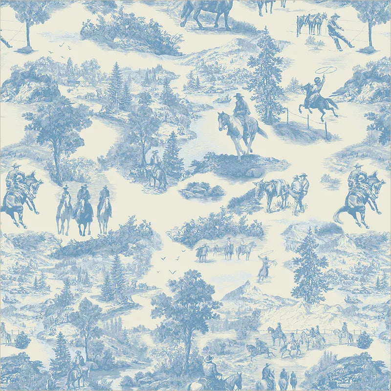 Cowboy Toile Chambray - Lone Star Trail 55430-4