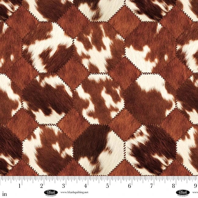 Spurs and Spirit Cotton Fabric - Cow Print Brown (Windham) 4527-39