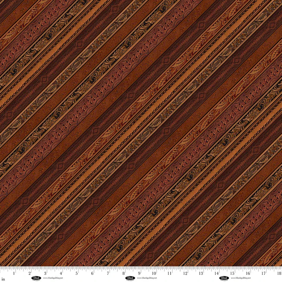 Spurs and Spirit Cotton Fabric - Dark Brown (Windham) 4526-39