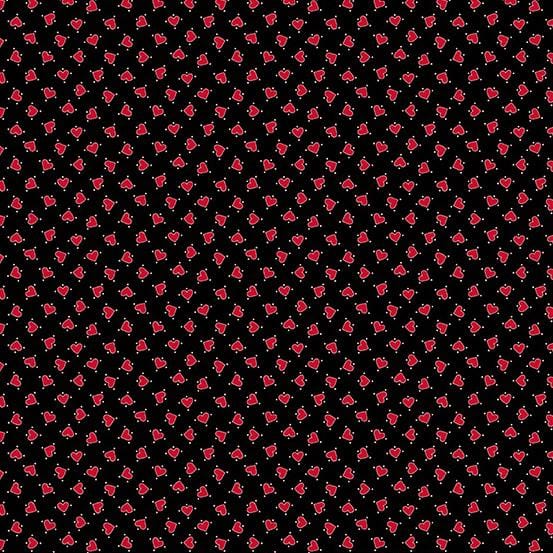 Andover - Be Mine - Tossed Hearts Black Andover Fabrics/CIT 