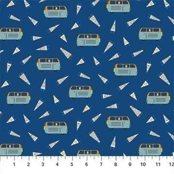 Around the Campfire - Camper Bus - Blue Figo Fabrics 