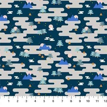 Around the Campfire - Mountains & Streams - Blue Figo Fabrics 