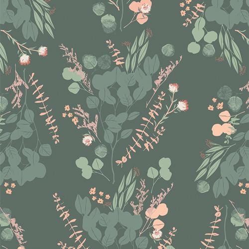 All is Well - Blooms & Stems Green Art Gallery Fabrics 