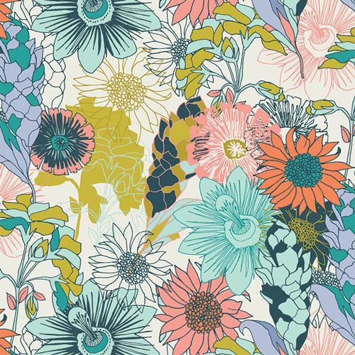 Art Gallery Fabrics - Path to Discovery -  Abundant Meadow White Multi Art Gallery Fabrics 