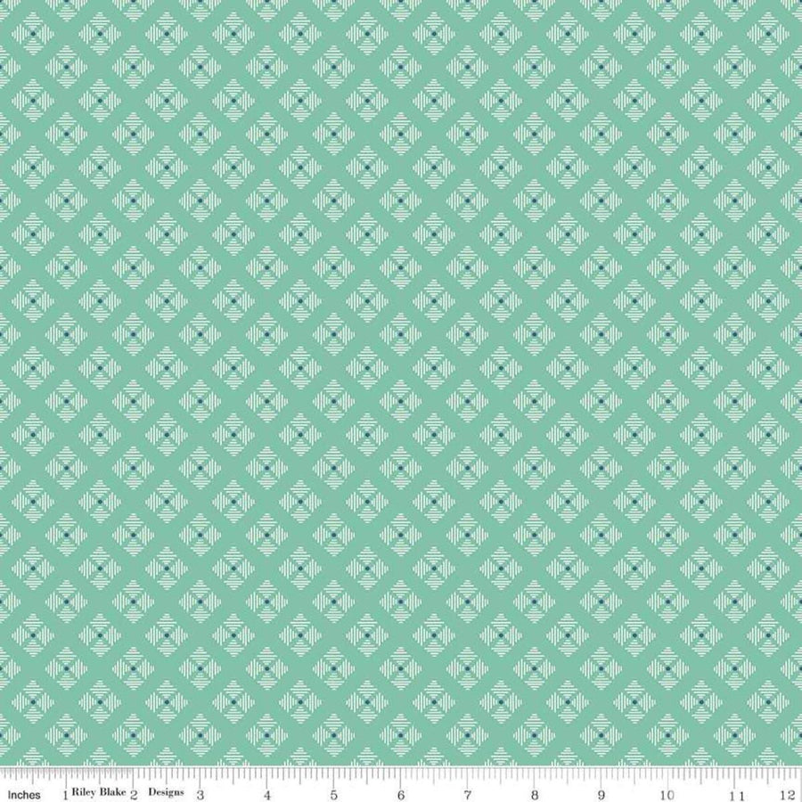 Riley Blake - Lori Holt - Bee Basics - Stitched Flower Teal Riley Blake 