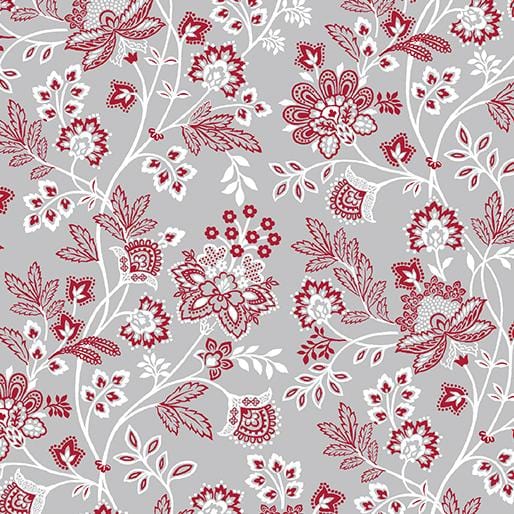 Bandana Medley - Bandana Floral Gray Red Benartex 