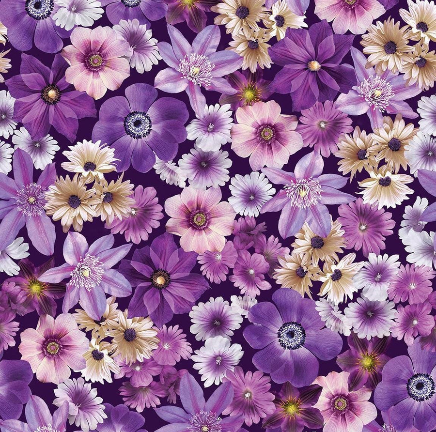 Kanvas Studio - Potpourri -  Potpourri Packed Flowers Purple Benartex 