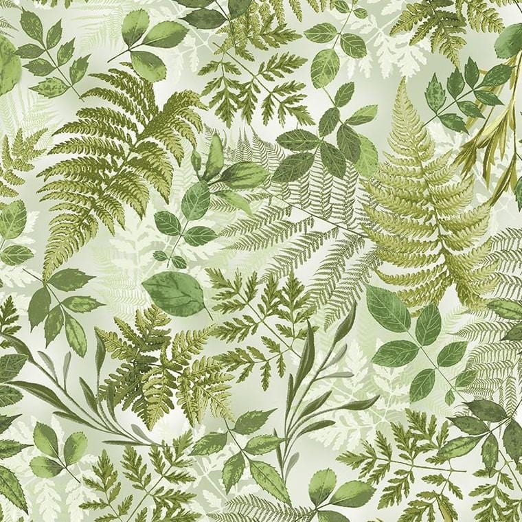 Kanvas Studio - Potpourri -  Tossed Ferns Light Green Benartex 