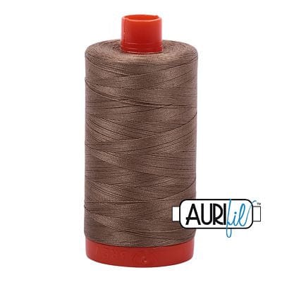 Aurifil Cotton Mako 50wt 1300m -  Large Spool in Sandstone 2370 BREWER 