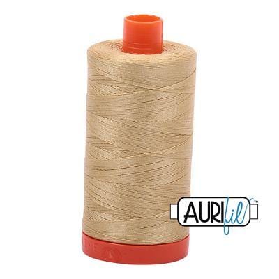 Aurifil Cotton Mako 50wt 1300m - Large Spool in Very Light Brass 2915 BREWER 