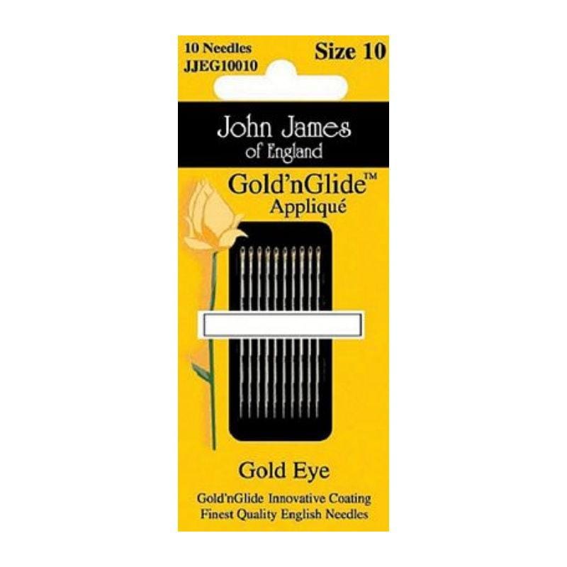 John James - Gold'n Glide - Size 10 Applique Needles 10ct. BREWER 