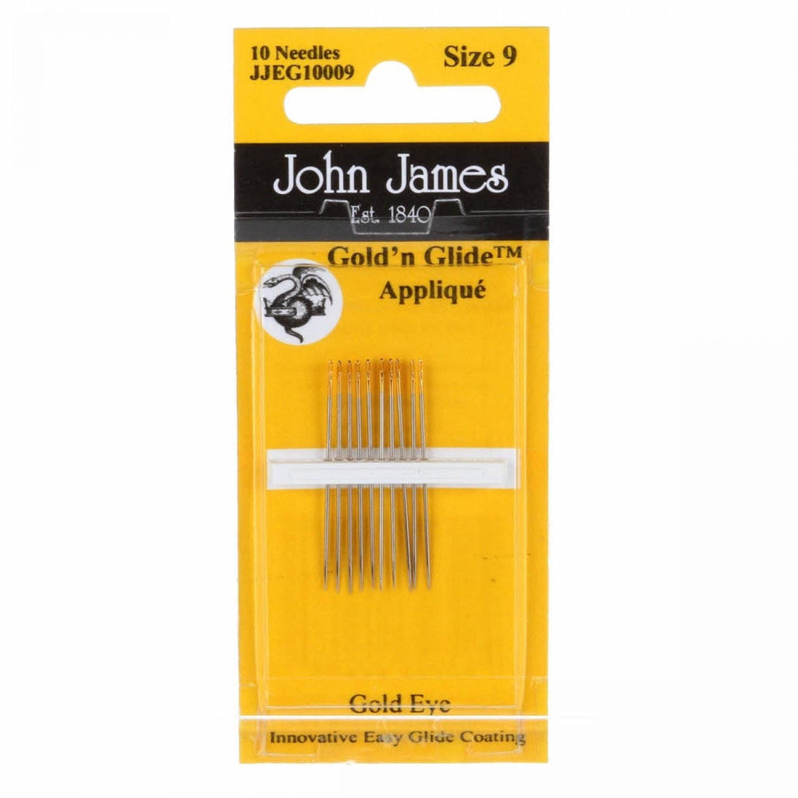 John james - Gold'n Glide - Size 9 Applique Needles 10ct. BREWER 