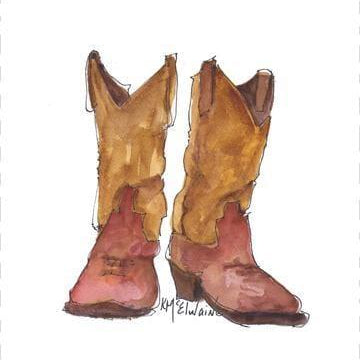Brown Boots 9"x10" Quilt Block Art 