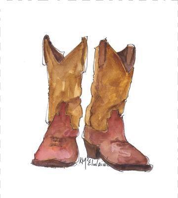 Brown Boots 9"x10" Quilt Block Art 