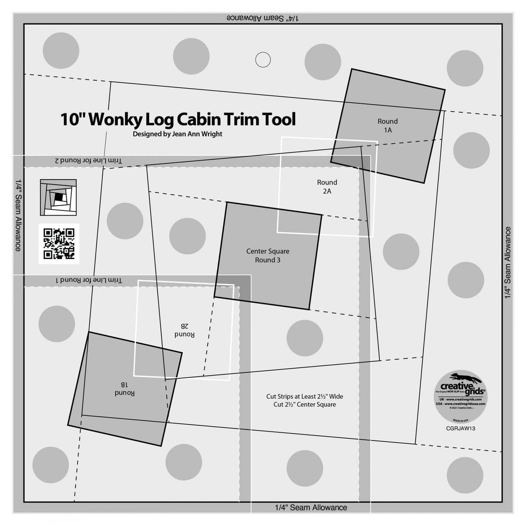 Creative Grids - 10in Wonky Log Cabin Trim Tool Checker Distributors 