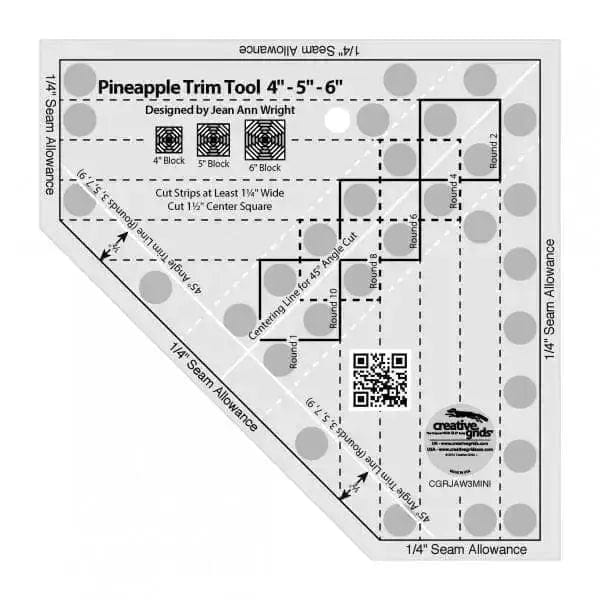 Creative Grids Pineapple Trim Tool Mini Quilt Ruler Checker Distributors 