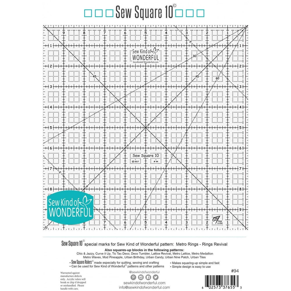 Sew Kind of Wonderful - Sew Square 10 Ruler SKW94