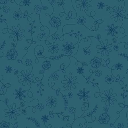 Vintage Flora - Swirl Floral Blue 10334M-B