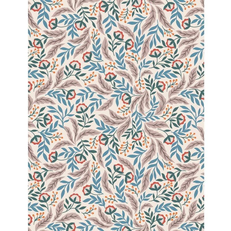 Wintertide - Copper Metallic Florals Cream Checker Distributors 