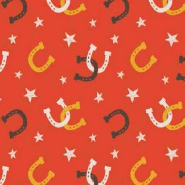 Hey Cowboy - Lucky Horseshoes Red Choice Fabrics 